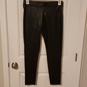 Large black faux leather leggings